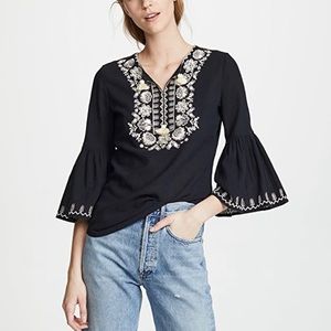 NWT Figue BellSleeve Cotton Tassel Embroidered Top